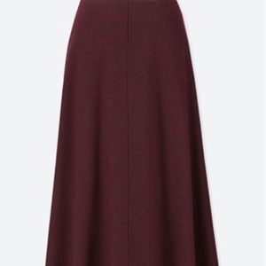 UNIQLO Dark Red High Waist Flared Wool Knit Midi S